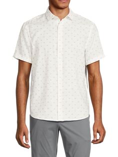 Рубашка на пуговицах из смесового льна с короткими рукавами Perry Ellis, цвет Bright White