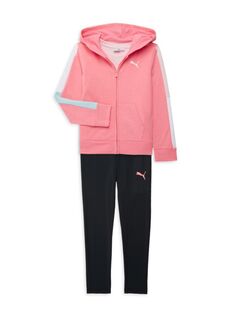 Комплект из трех предметов: толстовка, футболка и леггинсы для маленькой девочки Puma, цвет Bright Pink