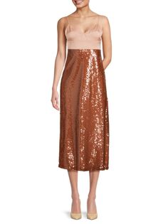 Платье мидакси с пайетками Gisele в стиле ампир A.L.C., цвет Brown Beige