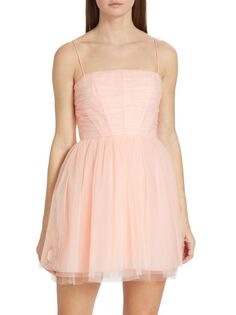 Мини-платье из тюля Babydoll Ml Monique Lhuillier, цвет Sweet Pink