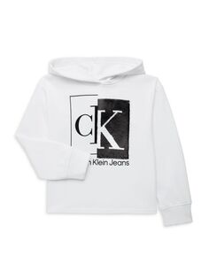 Толстовка с монограммой Split Box для девочек Calvin Klein, белый