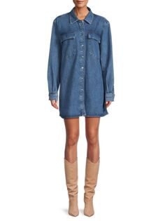 Мини-платье-рубашка из джинсовой ткани Frame, цвет Brisk