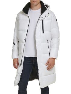 Удлиненная куртка-пуховик с капюшоном Guess, белый