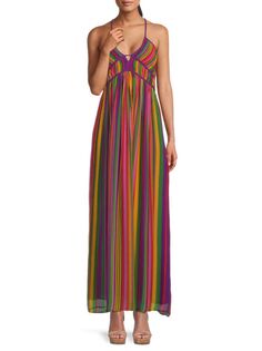 Платье макси из смесового шелка в разноцветную полоску Romane Ba&amp;Sh, цвет Brown Multi Ba&Sh