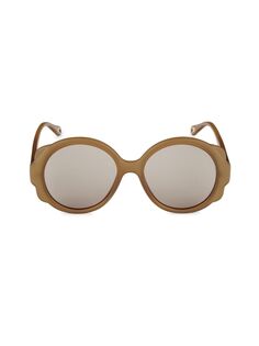 Круглые солнцезащитные очки 55MM Chloé, цвет Tan Chloe