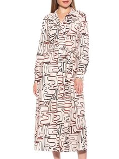 Платье-рубашка миди Safiya с поясом Alexia Admor, цвет Brown Geo