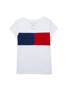 Футболка с графическим логотипом для девочек Tommy Hilfiger, белый