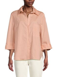 Однотонная рубашка с высоким низким воротником Twp, цвет Tangerine