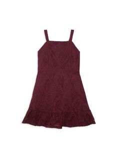 Кружевное платье с расклешенной юбкой для девочек Zac Posen, цвет Burgundy