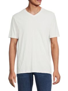 Хлопковая футболка Slub с V-образным вырезом Saks Fifth Avenue, белый