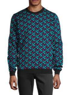 Трикотажный свитер La Greca с монограммой Versace, цвет Teal Plum