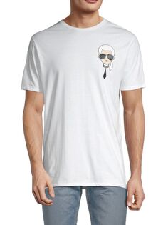 Хлопковая футболка с графическим рисунком Karl Lagerfeld Paris, белый
