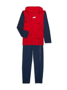 Комплект из двух предметов: футболка и брюки с капюшоном для маленького мальчика New Balance, цвет Team Red