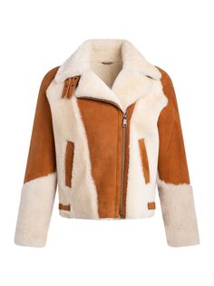 Мотоциклетная куртка из овчины на молнии Made For Generations Wolfie Furs, цвет Butterscotch