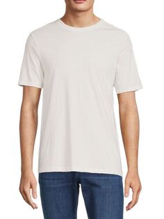 Хлопковая футболка Slub с круглым вырезом Saks Fifth Avenue, белый