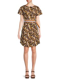Платье-рубашка с цветочным принтом H Halston, цвет Cactus Flower