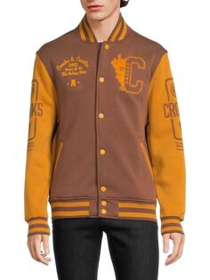 Университетская куртка с цветными блоками и логотипом Medusa Crooks &amp; Castles, цвет Timber Brown Multi