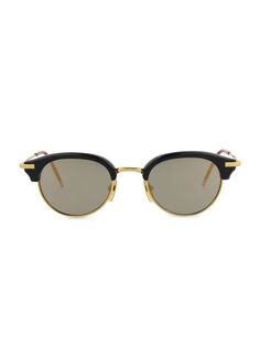 Круглые солнцезащитные очки 47MM Thom Browne, цвет Tortoise Green