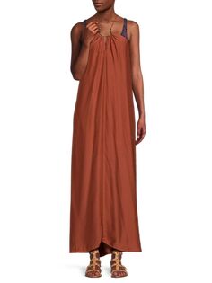 Платье макси Emily из смесового шелка Vix, цвет Camel