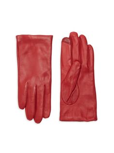 Кожаные технические перчатки на кашемировой подкладке Saks Fifth Avenue, вишня