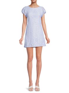 Кружевное мини-платье трапециевидной формы Hailee Free People, цвет Twinkling Blue