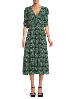 Крестьянское платье-миди с цветочным принтом Ba&amp;Sh, цвет Vert Tuileries Ba&Sh