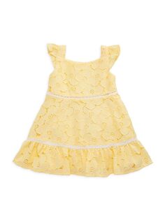 Кружевное платье с цветочным принтом для маленьких девочек, маленьких девочек и девочек Janie And Jack, желтый