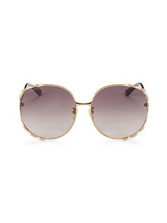 Круглые солнцезащитные очки 64MM Gucci, желтый