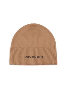 Шерстяная шапка с вышитым логотипом Givenchy, цвет Camel
