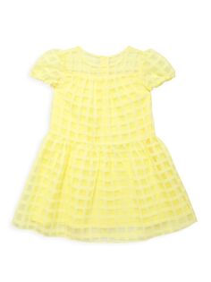 Клетчатое платье Babydoll из органзы для маленьких девочек и девочек Us Angels, желтый