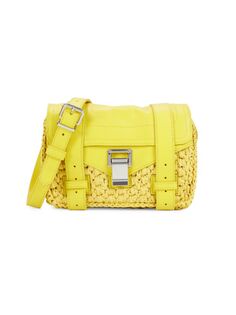 Миниатюрная сумка через плечо из рафии и кожи Proenza Schouler, цвет Canary Yellow