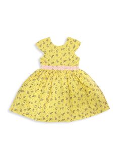 Платье в цветочную полоску для малышей и маленьких девочек Joe-Ella, желтый