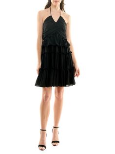 Многоярусное мини-платье с бретелькой на бретельках Nicole Miller, цвет Very Black