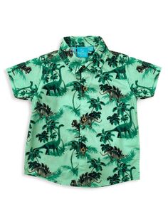 Рубашка на пуговицах с динозавровым принтом Milo для маленького мальчика Bear Camp, цвет Capri