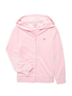 Велюровая толстовка на молнии с логотипом для девочек Juicy Couture, цвет Candy Pink