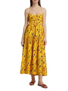 Платье макси Arit с цветочным принтом A.L.C., желтый