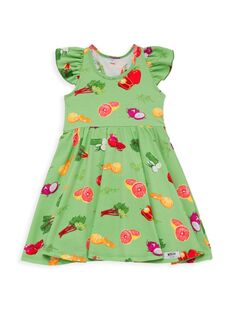 Зеленое платье с рюшами и рукавами Market для малышей, маленьких девочек и девочек. Worthy Threads, зеленый