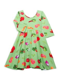 Зеленое расклешенное платье для маленьких девочек и девочек Market Worthy Threads, зеленый
