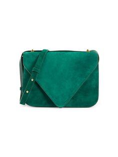 Замшевая сумка через плечо-конверт Bottega Veneta, зеленый