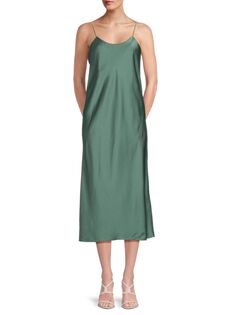 Атласное платье-комбинация миди с украшением Ba&amp;Sh, зеленый Ba&Sh