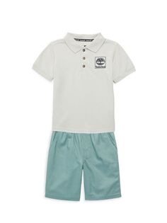 Комплект из двух предметов: рубашка-поло и шорты с логотипом для маленького мальчика Timberland, зеленый
