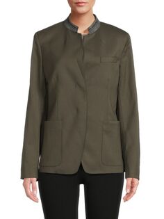 Куртка из смесовой шерсти из натуральной шерсти Theory, зеленый