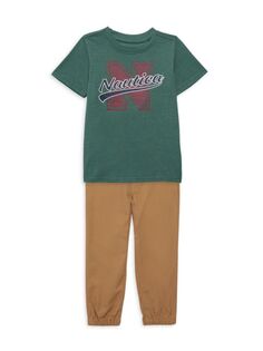 Комплект из двух предметов: футболка и штаны для маленького мальчика Nautica, зеленый
