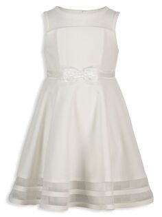 Платье Illusion с сетчатым подолом для маленькой девочки Calvin Klein, цвет Whipped White