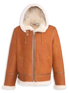 Куртка-авиатор из овчины с капюшоном Wolfie Furs, цвет Whiskey