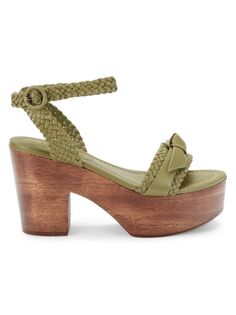 Плетеные кожаные сандалии Clarita Alexandre Birman, зеленый