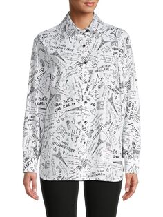 Рубашка с принтом граффити Paris, ограниченная серия Karl Lagerfeld Paris, цвет White Black