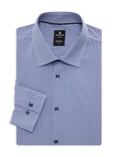 Современная тонкая классическая рубашка с геометрическим принтом Brooklyn Brigade, цвет White Blue