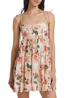 Платье Babydoll с цветочным принтом Lorelle Alice + Olivia, цвет White Floral Multi