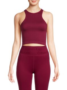 Укороченная майка в рубчик с открытой спиной Calvin Klein, цвет Chianti